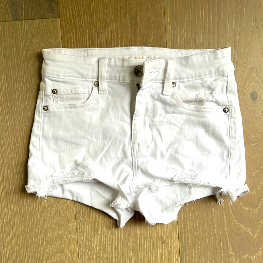 American eagle white denim shorts